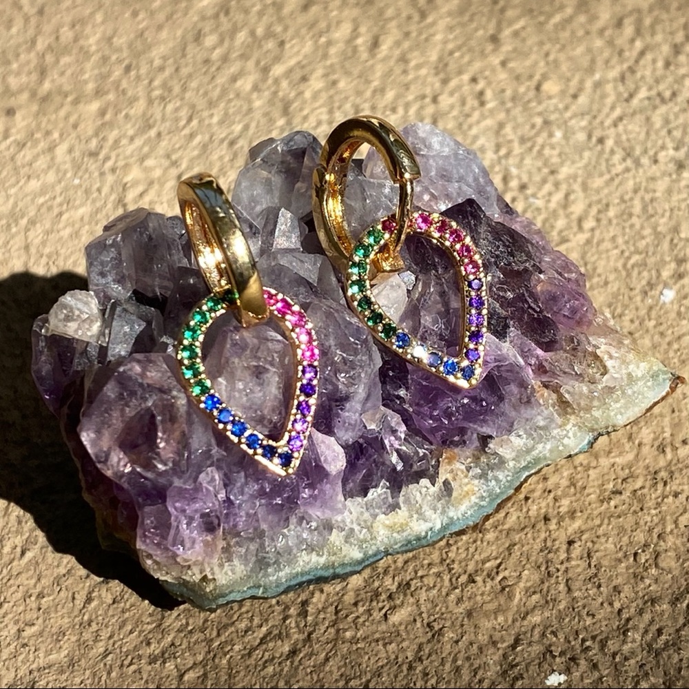 Great colorful gem stones plated gold earrings